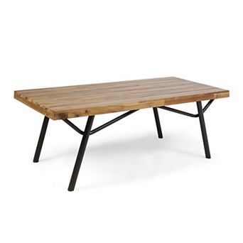 KTMBDW Rustic Outdoor Coffee Table with Wood Top & Metal Legs