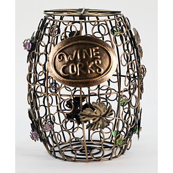 Decorative Metal Wine Cork Holder Barrel Figure Cork Collector Display for Kitchen, Bar & Home Decor