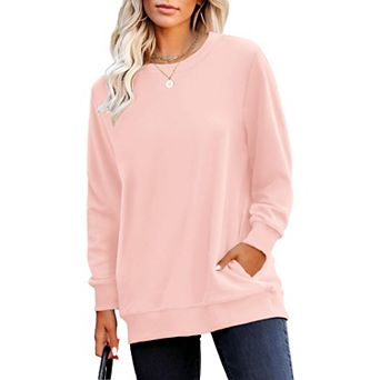 Crewneck Long Sleeve Top Pocket Casual Women Shirt