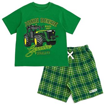 John Deere T-Shirt and Plaid Shorts Set