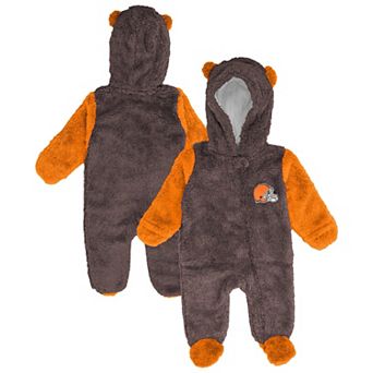 Newborn & Infant Outerstuff Brown Cleveland Browns Stay Napping Fleece Bunting Full-Zip Sleeper