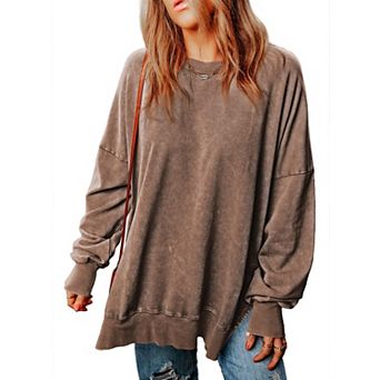 Acid Wash Oversized Pullover Top