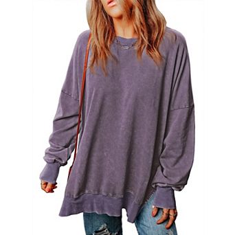 Acid Wash Oversized Pullover Top
