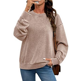 Acid Wash Crewneck Pullover Women Streetwear Top
