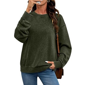 Acid Wash Crewneck Pullover Women Streetwear Top