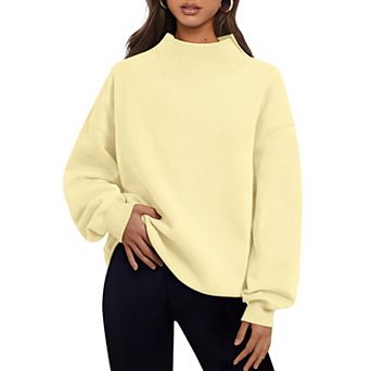 Women Mock Neck Fleece Pullover Top