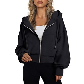 Women's Zip Up Cropped Hoodie Jacket