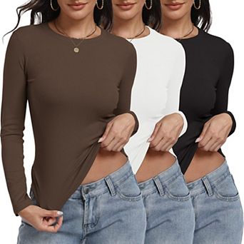 3 Pack Women's Long Sleeve Fitted Underscrub Top