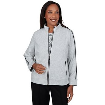 Petite Alfred Dunner Weekend Warrior Metallic Tape Piping Full-Zip Jacket