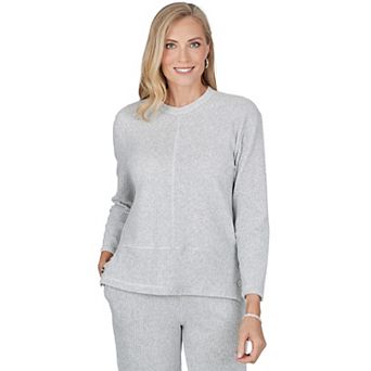 Petite Alfred Dunner Weekend Warrior Velour Chevron Spliced Top