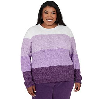 Plus Size Alfred Dunner Ombre Cable Chenille Knit Sweater
