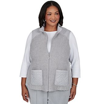 Plus Size Alfred Dunner Vail Sherpa Quilted Floral Panel Vest