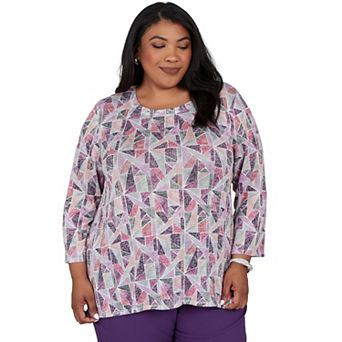 Plus Size Alfred Dunner Stained Glass Geometric Print Knit Top