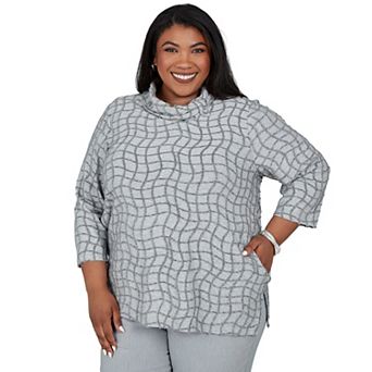 Plus Size Alfred Dunner Feather Yarn Cowlneck Sweater Top