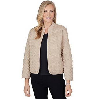 Petite Alfred Dunner Cityscape Pucker Texture Open Front Jacket