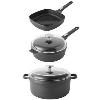 BergHOFF GEM 5 pc Nonstick Cast Aluminum Cookware Set with Glass Lids