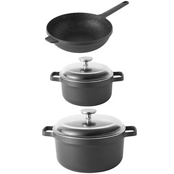 BergHOFF GEM 5 pc Nonstick Cast Aluminum Cookware Set with Glass Lids
