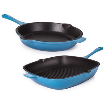 BergHOFF Neo 2 pc Cast Iron 10-Inch Fry Pan & 11-Inch Grill Pan Cookware Set