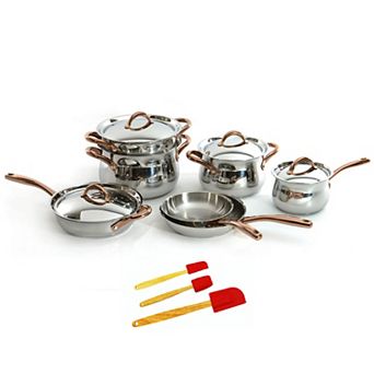 BergHOFF Ouro Gold 14 pc 18/10 Stainless Steel Cookware Set with Metal Lids