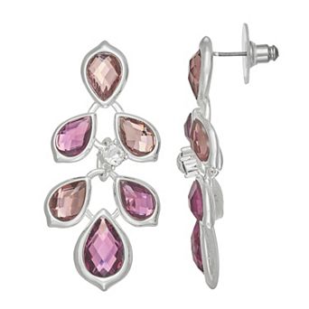Napier Silver Tone Polished Drops Chandelier Earrings
