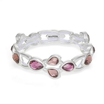 Napier Silver Tone Polished Drops Stretch Bracelet