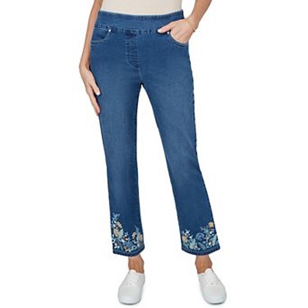 Women's Alfred Dunner Ann Arbor Botanical Embroidered Ankle Jeans