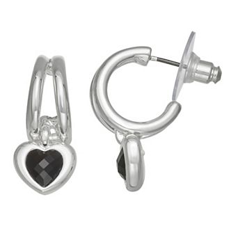 Napier Love Story Polished Post Heart Drop Earrings
