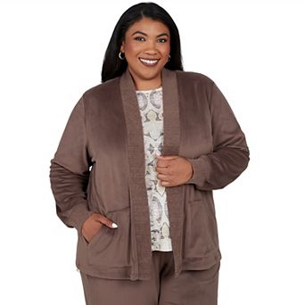 Plus Size Alfred Dunner Luxe Double Knit Open-Face Cardigan Sweater