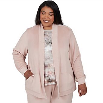 Plus Size Alfred Dunner Luxe Double Knit Open-Face Cardigan Sweater