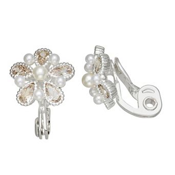 Napier Silver Tone Clover Clip-On Earrings