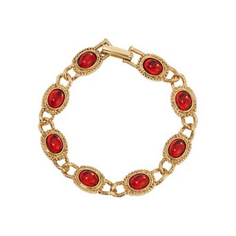 1928 Gold Tone Stone Bracelet