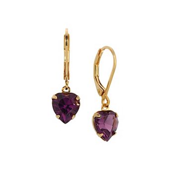 1928 Gold Tone Crystal Heart Drop Earrings