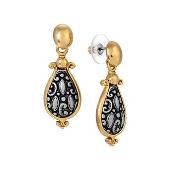 1928 Two Tone Antioch Teardrop Earrings