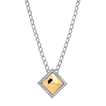 1928 Two Tone Square Pendant Necklace