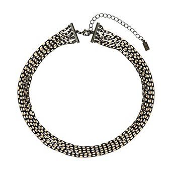1928 Two Tone 5-Strand Multi Chain Layered Necklace