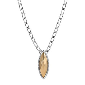 1928 Two Tone Stone Marquise Pendant Necklace