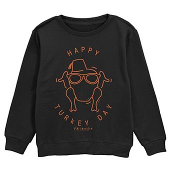 Boys 6-20 Friends Happy Turkey Day Poster Crew Fleece Sweatshirt