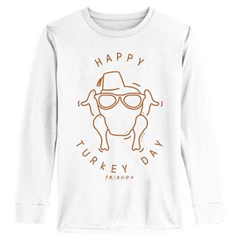 Boys 6-20 Friends Happy Turkey Day Poster Long Sleeve Graphic Tee