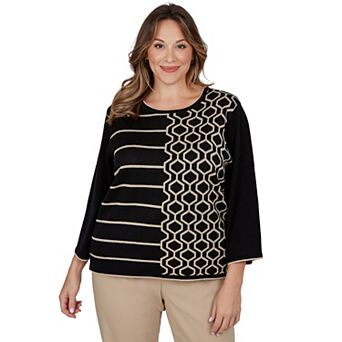 Plus Size Alfred Dunner Geometric Colorblock Sweater