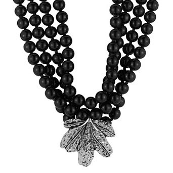WINX Layered Bead Leaf Necklace