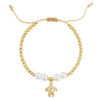 WINX Simulated Pearl Bezel Set Cubic Zirconia Turtle Adjustable Bracelet