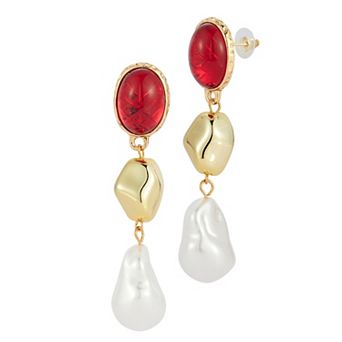 WINX Simulated Pearl Three Stone Drop Earrings