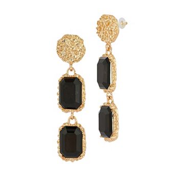 WINX Gold Tone Alloy Emerald Cut Cubic Zirconia Post Drop Earrings