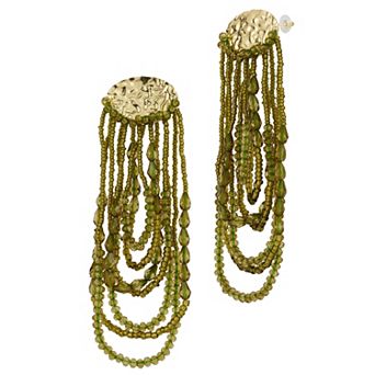 WINX Gold Tone Alloy Polished Post Beaded Statement Drop Earrings