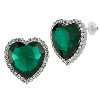 WINX Silver Tone Alloy Heart & Round Cubic Zirconia Statement Stud Earrings