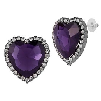 WINX Silver Tone Alloy Heart & Round Cubic Zirconia Statement Stud Earrings