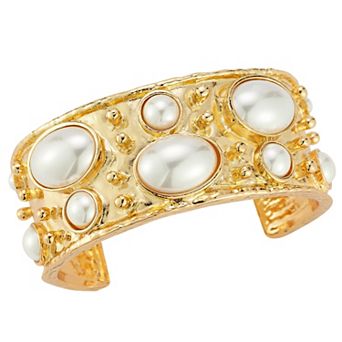 WINX Simulated Pearl Polished Large Cuff Bracelet