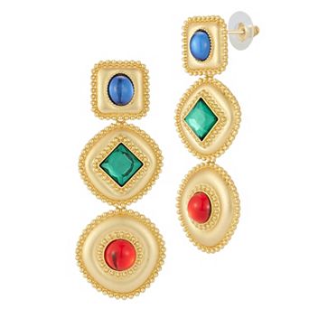 WINX Gold-Tone Cubic Zirconia Multishape Drop Earrings