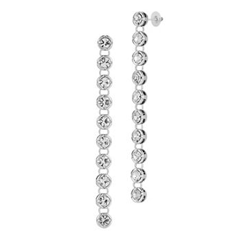 WINX Silver Tone Alloy Polished Round Cubic Zirconia Drop Earrings