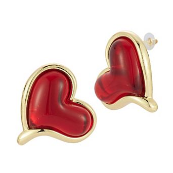 WINX Gold-Tone Heart Cubic Zirconia Post Earrings